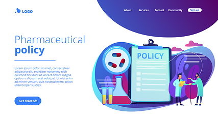 Image showing Pharmaceutical policy concept landing page.