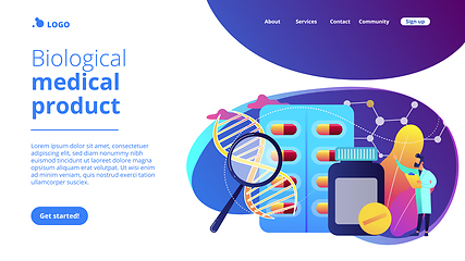 Image showing Biopharmacology products concept landing page.