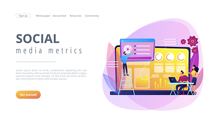 Image showing Social media dashboard concept landing page.