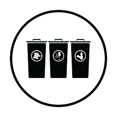 Image showing Garbage containers with separated trash icon