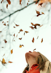 Image showing Woman Falling Leaves