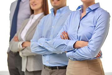 Image showing close up of smiling business people at office