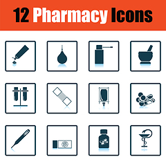 Image showing Set of twelve pharmacy icons