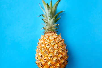 Image showing close up of pineapple on blue background