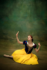 Image showing Young ballet dancer as a Snow White, modern fairytales