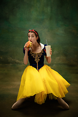 Image showing Young ballet dancer as a Snow White, modern fairytales