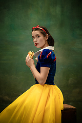 Image showing Young ballet dancer as a Snow White, modern fairytales