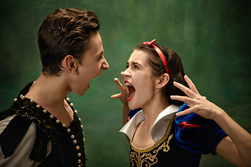 Image showing Young ballet dancers as a Snow White\'s characters in forest modern tales