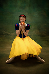 Image showing Young ballet dancer as a Snow White, modern fairytales