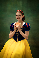 Image showing Young ballet dancer as a Snow White, modern fairytales