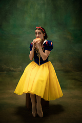 Image showing Young ballet dancer as a Snow White, modern fairytales