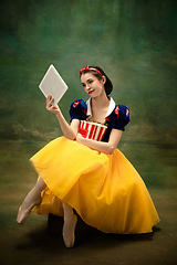Image showing Young ballet dancer as a Snow White, modern fairytales