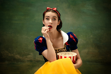 Image showing Young ballet dancer as a Snow White, modern fairytales