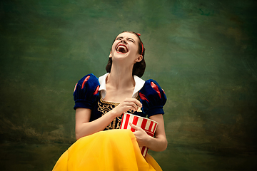 Image showing Young ballet dancer as a Snow White, modern fairytales