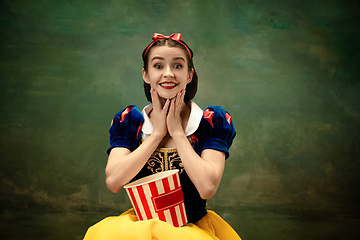 Image showing Young ballet dancer as a Snow White, modern fairytales