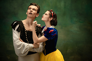 Image showing Young ballet dancers as a Snow White\'s characters in forest modern tales