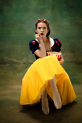 Image showing Young ballet dancer as a Snow White, modern fairytales