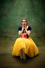 Image showing Young ballet dancer as a Snow White, modern fairytales