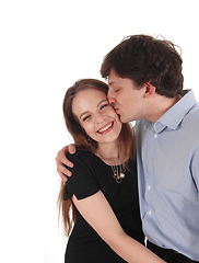 Image showing Handsome man kissing his girlfriend