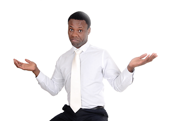 Image showing Handsome African man in whit shirt and tie