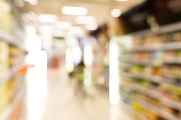 Image showing Supermarket store blur background with bokeh