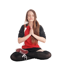 Image showing Beautiful woman sitting in joga pose