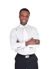 Image showing Handsome African man in whit shirt and tie