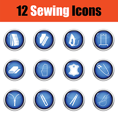 Image showing Set of sewing icons. 