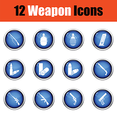 Image showing Set of twelve weapon icons. 