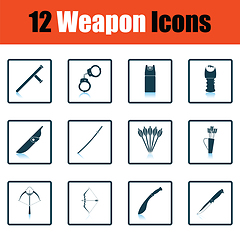 Image showing Set of twelve weapon icons