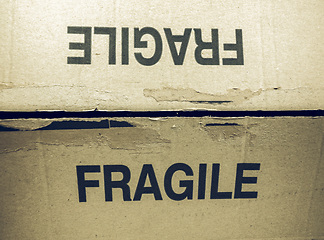 Image showing Vintage looking Fragile tag on packet