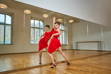 Image showing tango dancer woman excersizing in dance studio room