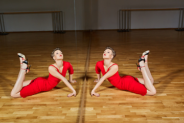 Image showing tango dancer woman excersizing in dance studio room