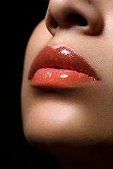 Image showing beautiful woman lips closeup