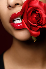 Image showing beautiful woman lips closeup