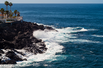 Image showing beautiful view on blue ocean water and rocky coast line