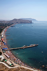 Image showing View from height on Quay of the resort city. Sudak. Ukraine.