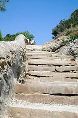 Image showing Ladder from a light stone in mountains