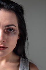 Image showing Woman in fear of domestic abuse and violence, concept of female rights