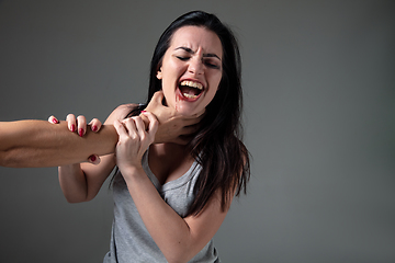 Image showing Woman being under domestic abuse and violence, concept of female rights