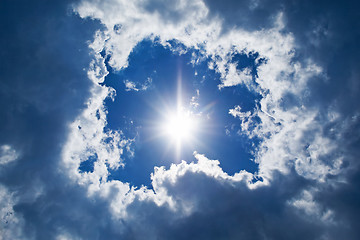 Image showing sky background. sun and clouds background