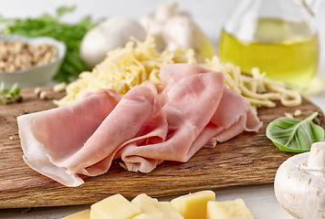 Image showing fresh ham and grated cheese