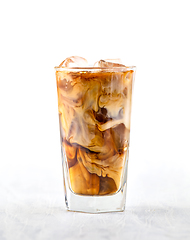 Image showing glass of iced coffee with milk