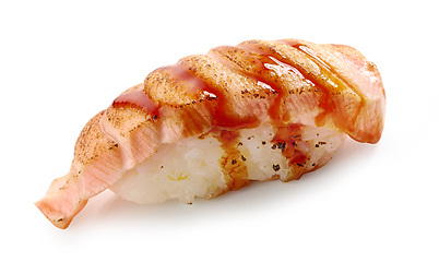 Image showing burnt salmon sushi