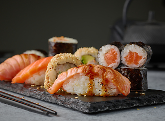 Image showing plate of various sushi