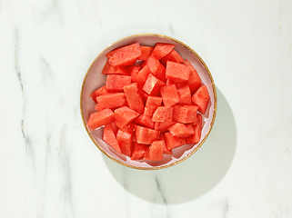 Image showing bowl of watermelon pieces