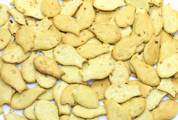 Image showing Tasty fish-shaped cookies, food background 