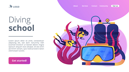 Image showing Diving school concept landing page.