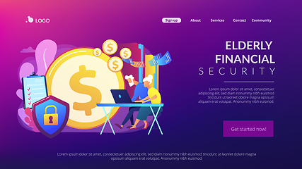 Image showing Elderly financial security concept landing page