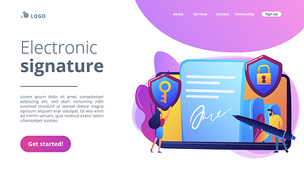 Image showing Electronic signature concept landing page.